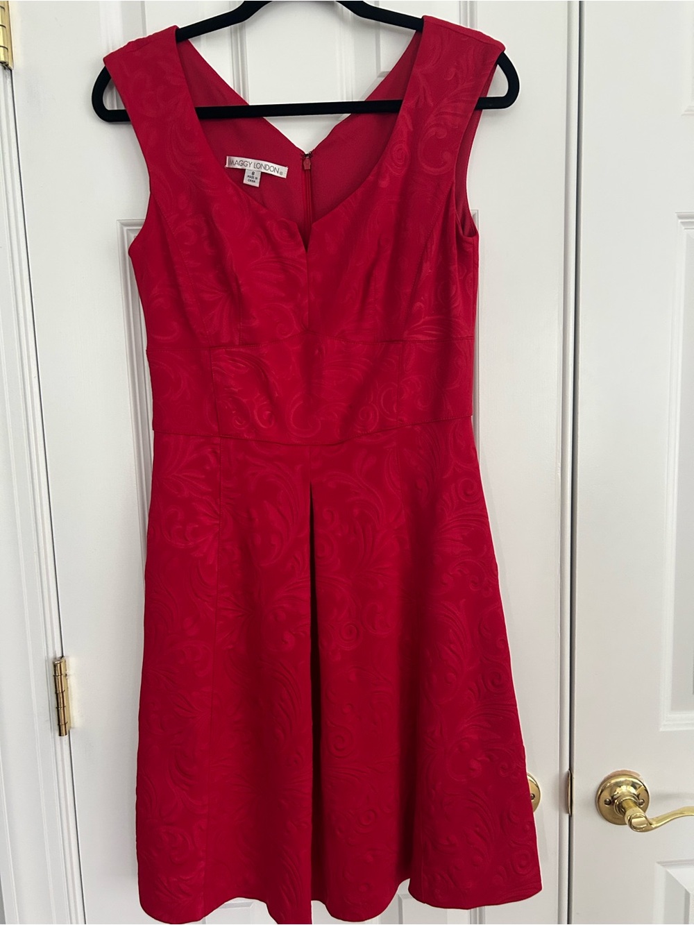 Maggy London red jacquard dress